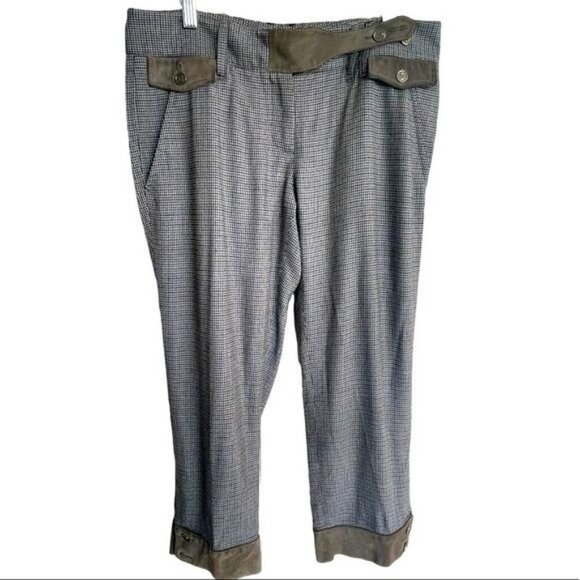 Dolce & Gabbana Women Capri Pants in Houndstooth W Calfskin Details Sz 42 US 10 - Picture 2 of 16